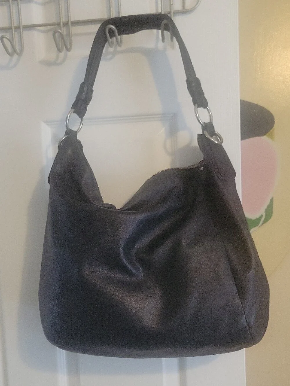 Coach Kristin Hobo Black Leather Shoulder Bag Hippie Satchel Purse No Hangtag